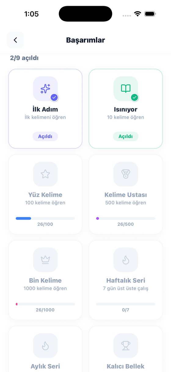 Başarımlar ekranı