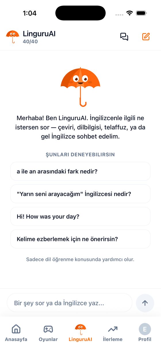 LinguruAI sohbet ekranı